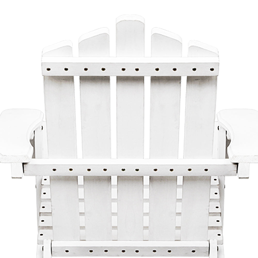 Marlook 5PC Adirondack Outdoor Table and Chairs Wooden Sun Lounge Patio Furniture White