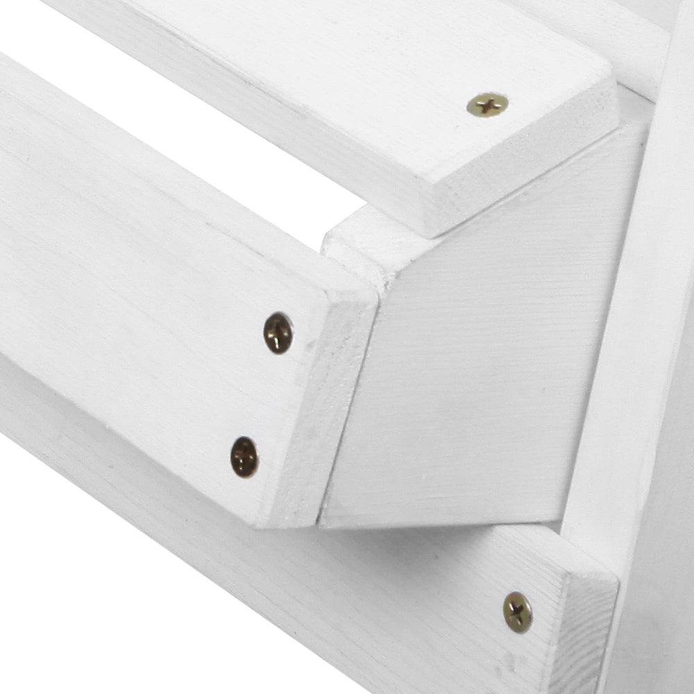 Marlook 5PC Adirondack Outdoor Table and Chairs Wooden Sun Lounge Patio Furniture White
