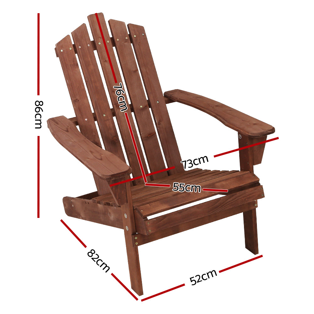 Marlook Adirondack Outdoor Chairs Wooden Beach Chair Patio Furniture Garden Brown