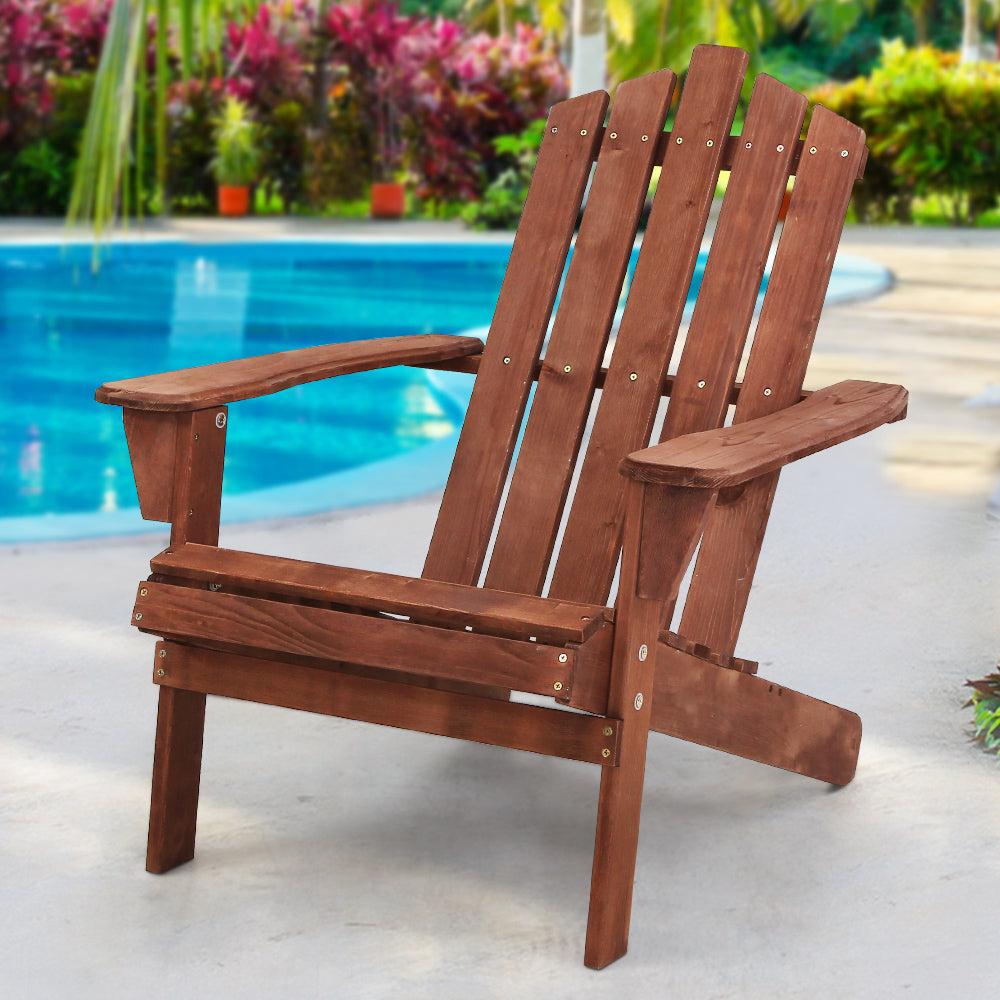 Marlook Adirondack Outdoor Chairs Wooden Beach Chair Patio Furniture Garden Brown