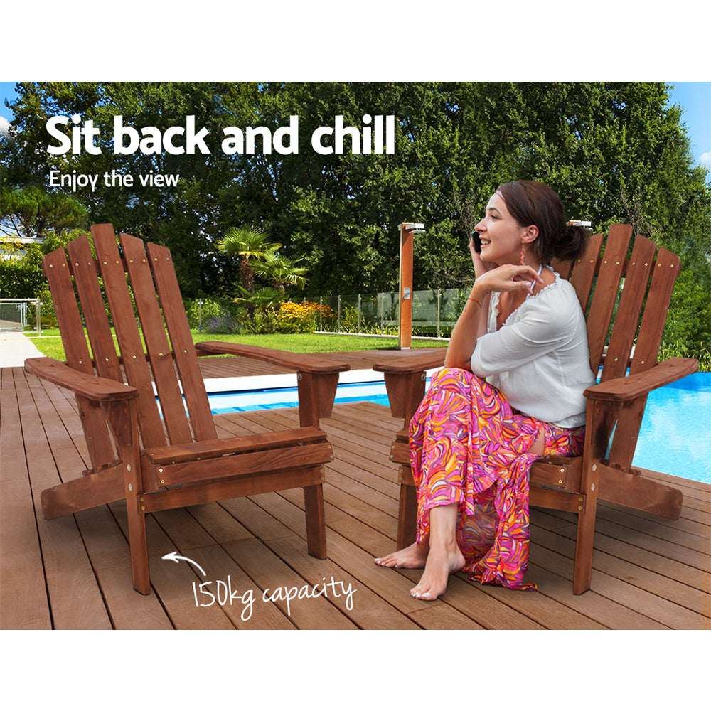 Marlook Adirondack Outdoor Chairs Wooden Beach Chair Patio Furniture Garden Brown