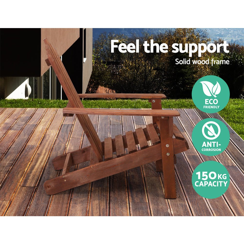 Marlook Adirondack Outdoor Chairs Wooden Beach Chair Patio Furniture Garden Brown