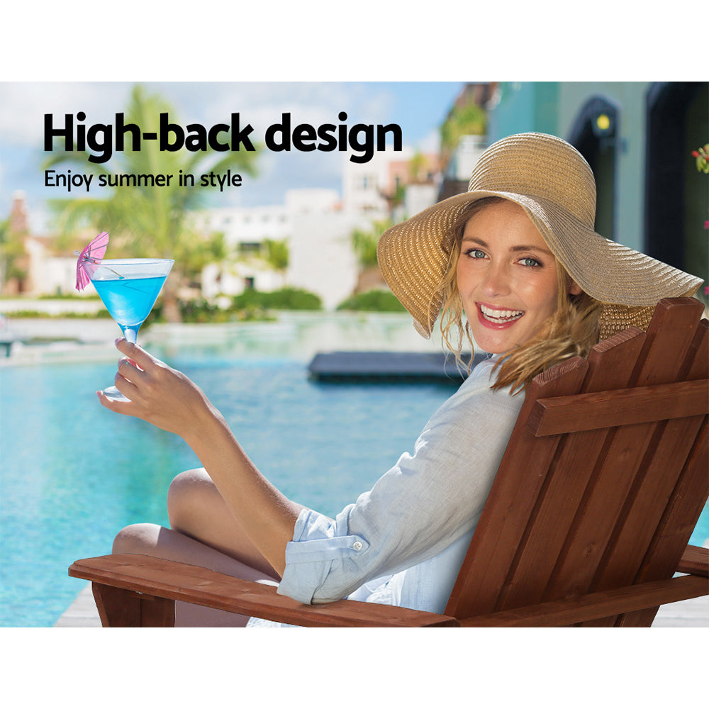 Marlook Adirondack Outdoor Chairs Wooden Beach Chair Patio Furniture Garden Brown