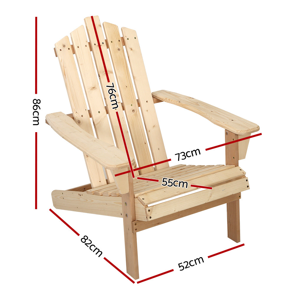Marlook Adirondack Outdoor Chairs Wooden Beach Chair Patio Furniture Garden Natural