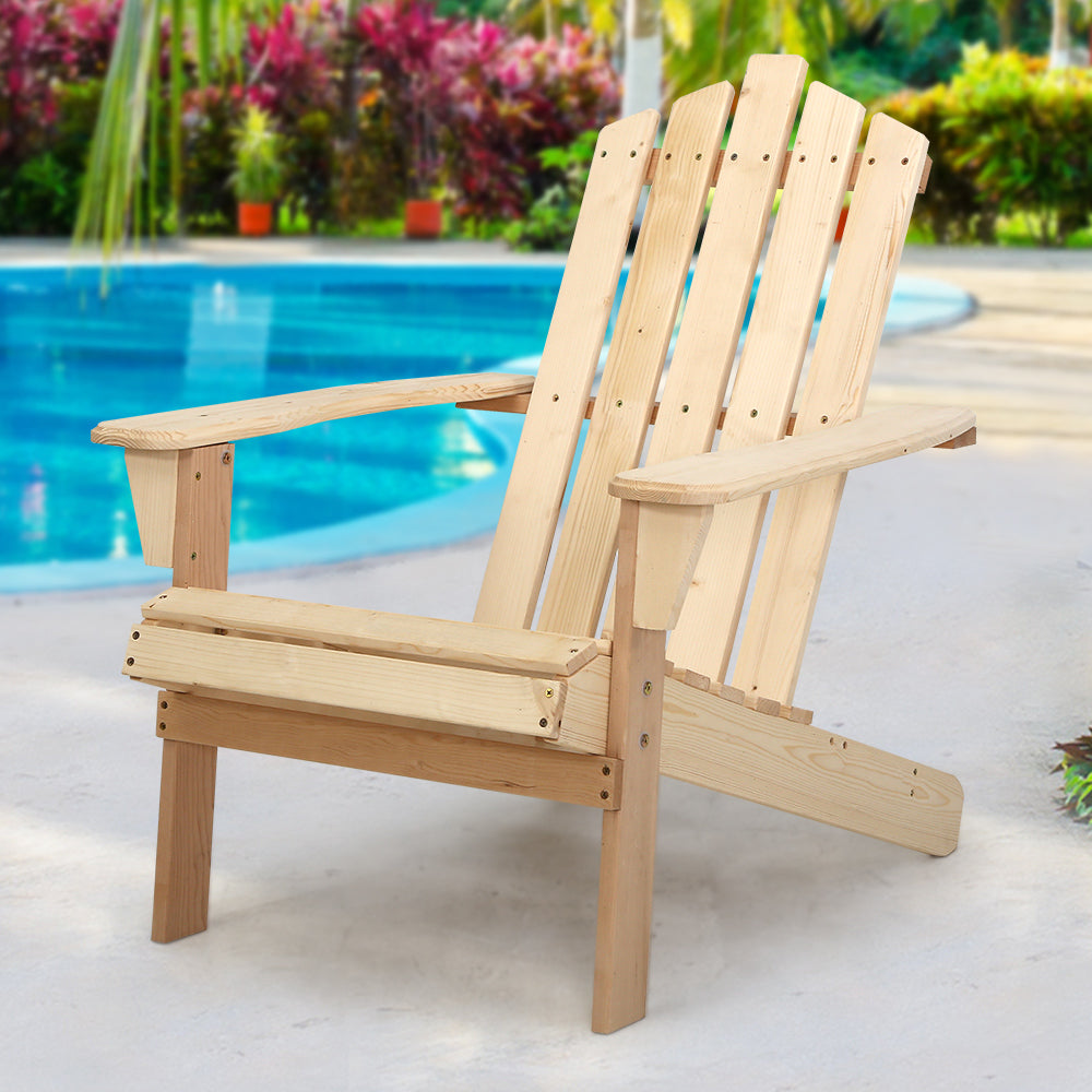 Marlook Adirondack Outdoor Chairs Wooden Beach Chair Patio Furniture Garden Natural