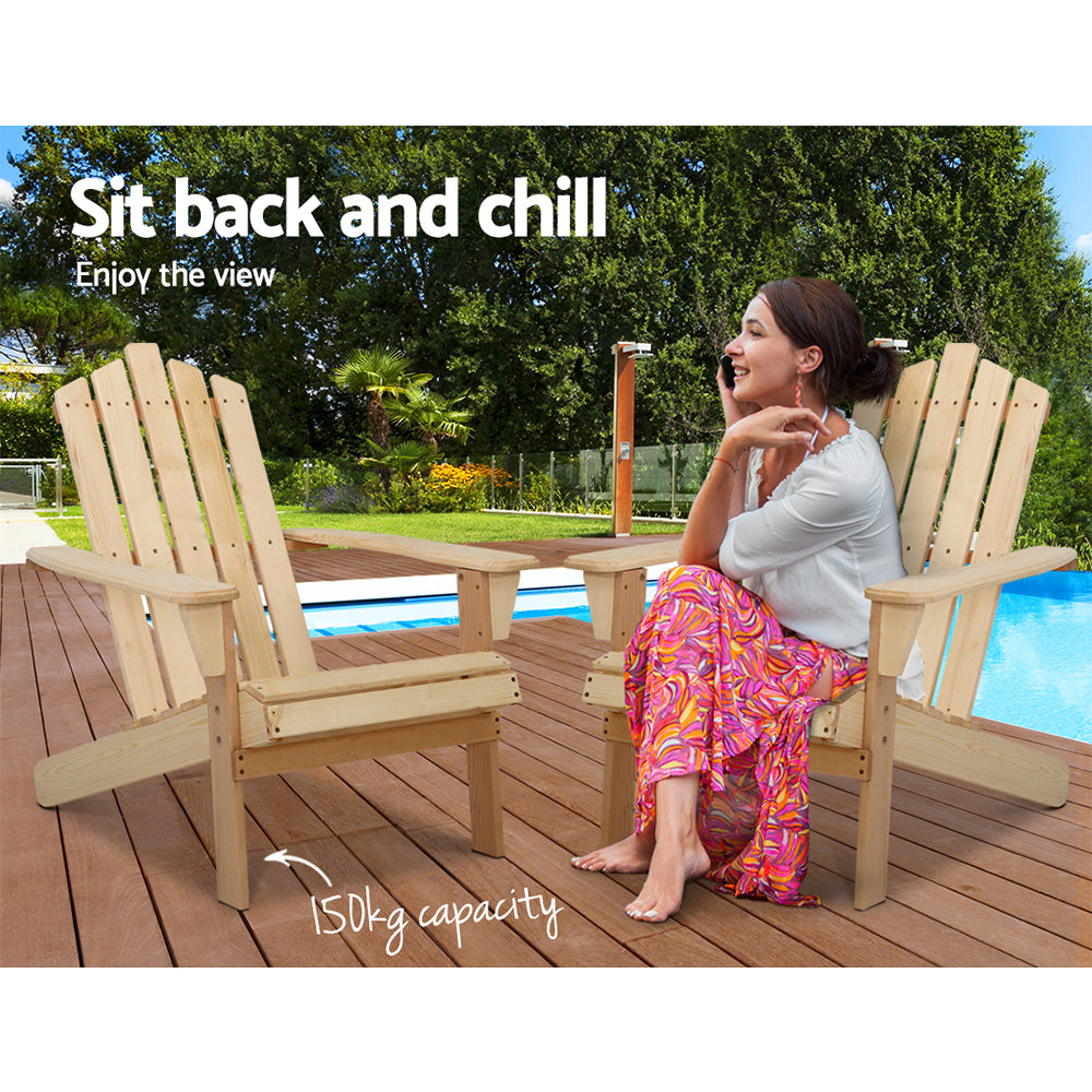 Marlook Adirondack Outdoor Chairs Wooden Beach Chair Patio Furniture Garden Natural