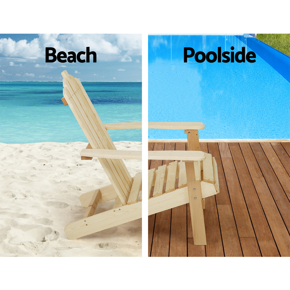 Marlook Adirondack Outdoor Chairs Wooden Beach Chair Patio Furniture Garden Natural