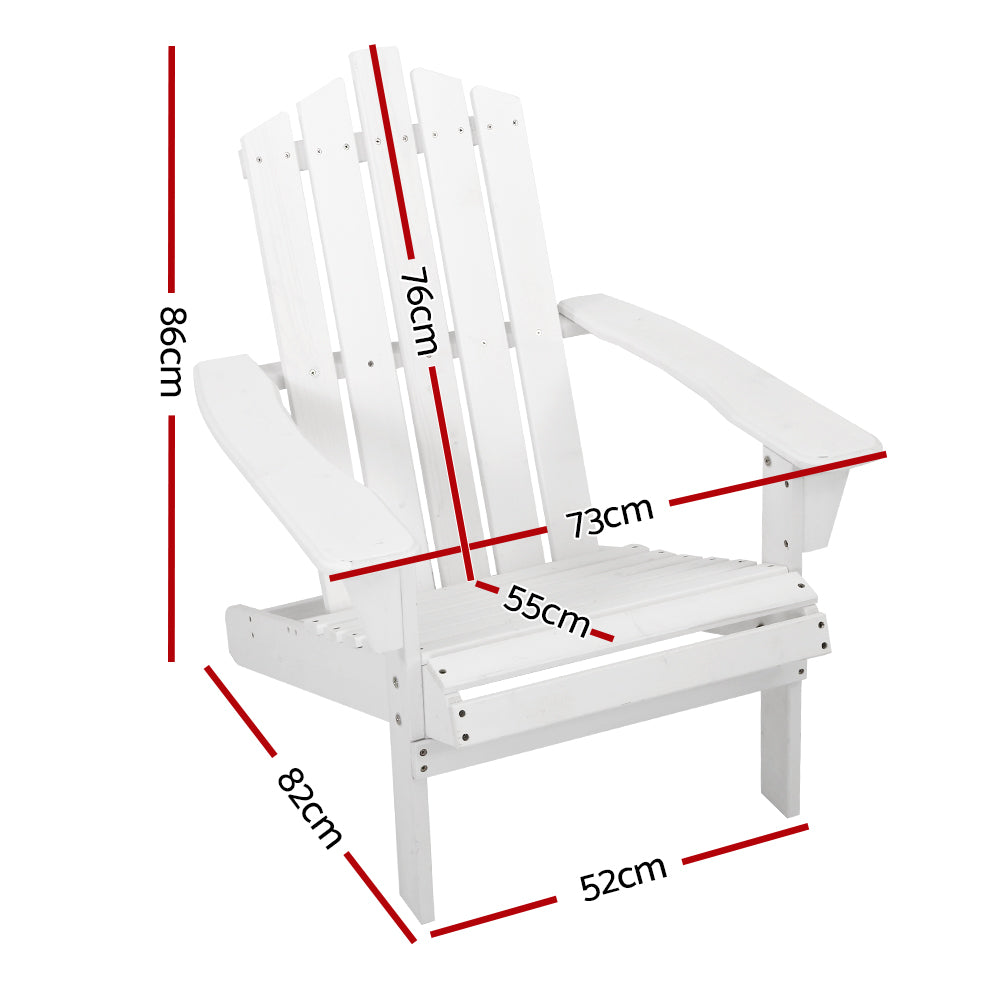 Marlook Adirondack Outdoor Chairs Wooden Beach Chair Patio Furniture Garden White