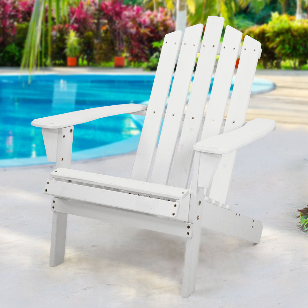 Marlook Adirondack Outdoor Chairs Wooden Beach Chair Patio Furniture Garden White