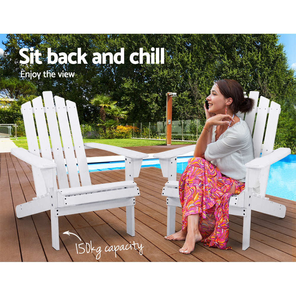 Marlook Adirondack Outdoor Chairs Wooden Beach Chair Patio Furniture Garden White