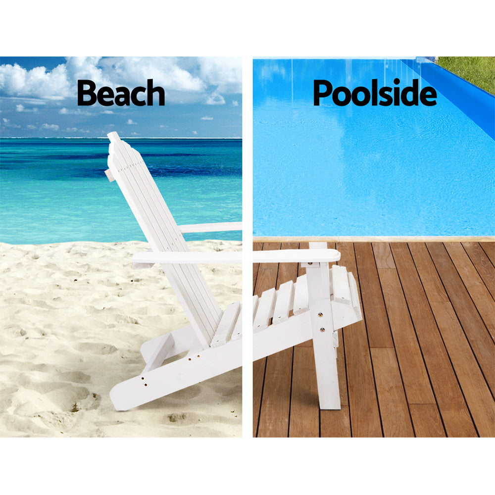 Marlook Adirondack Outdoor Chairs Wooden Beach Chair Patio Furniture Garden White
