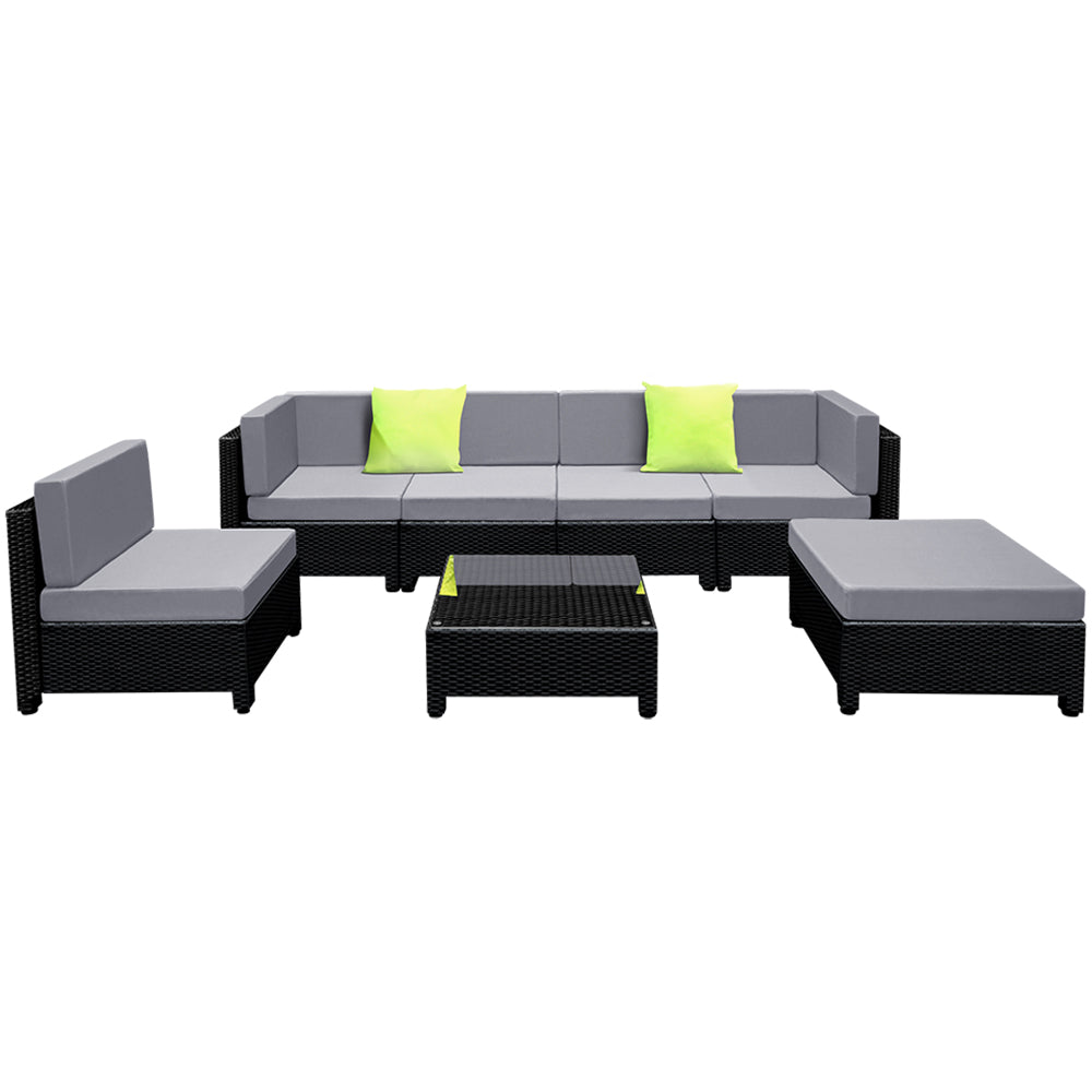 Marlook 7-Piece Outdoor Sofa Set Wicker Couch Lounge Setting Seat Cover