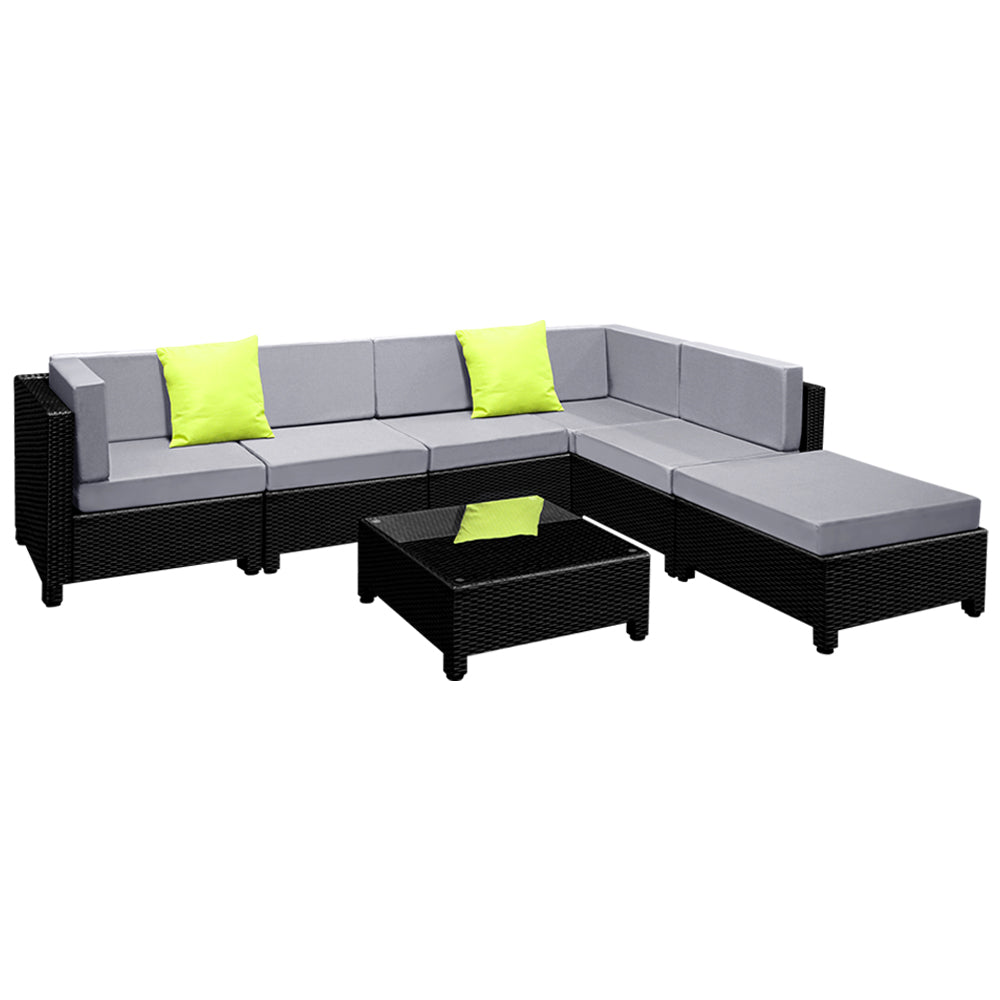 Marlook 7-Piece Outdoor Sofa Set Wicker Couch Lounge Setting Seat Cover