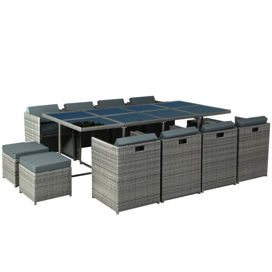 Marlook Outdoor Dining Set 13 Piece Wicker Table Chairs Setting Grey