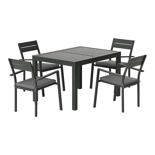 Marlook Outdoor Dining Set 5 Piece Aluminum Extendable Table Setting Black