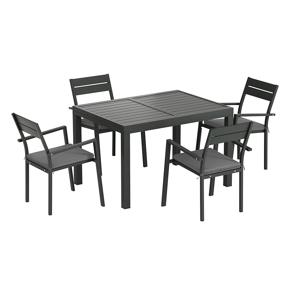 Marlook Outdoor Dining Set 5 Piece Aluminum Extendable Table Setting Black