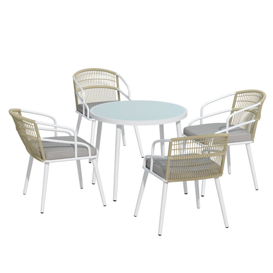 Marlook Outdoor Dining Set 5 Piece Aluminum Table Chairs Setting White