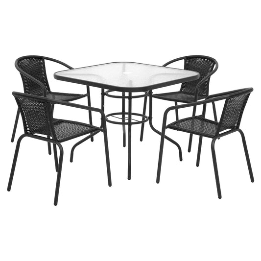 Marlook Outdoor Dining Set 5 Piece Steel Stackable Chairs Table Patio Furniture
