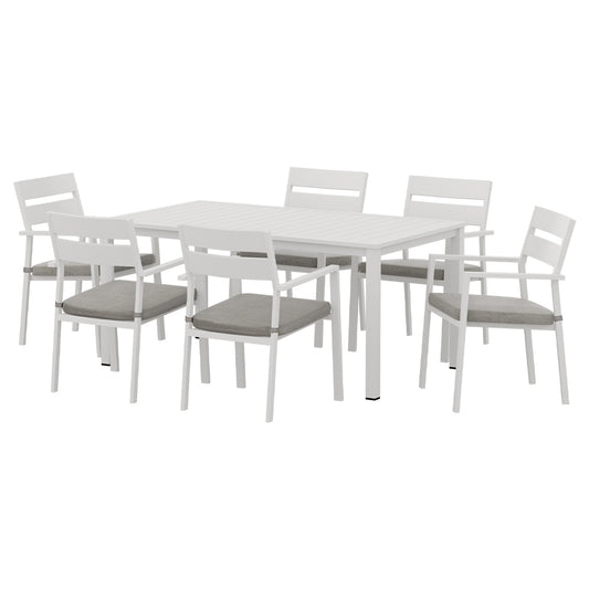 Marlook Outdoor Dining Set 7 Piece Aluminum Table Chairs Setting White