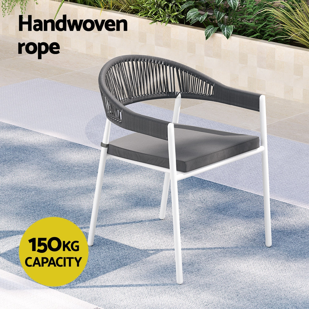 Marlook Outdoor Dining Set 9 Piece Steel Table Chairs Setting White