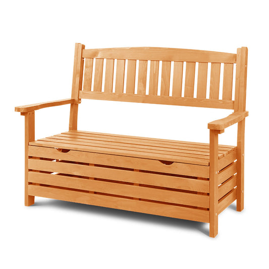 Marlook Outdoor Storage Bench Box Wooden Garden Chair 2 Seat Timber Furniture