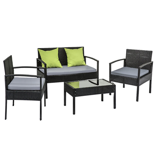 Marlook Outdoor Sofa Set Wicker Lounge Setting Table and Chairs Patio Furniture