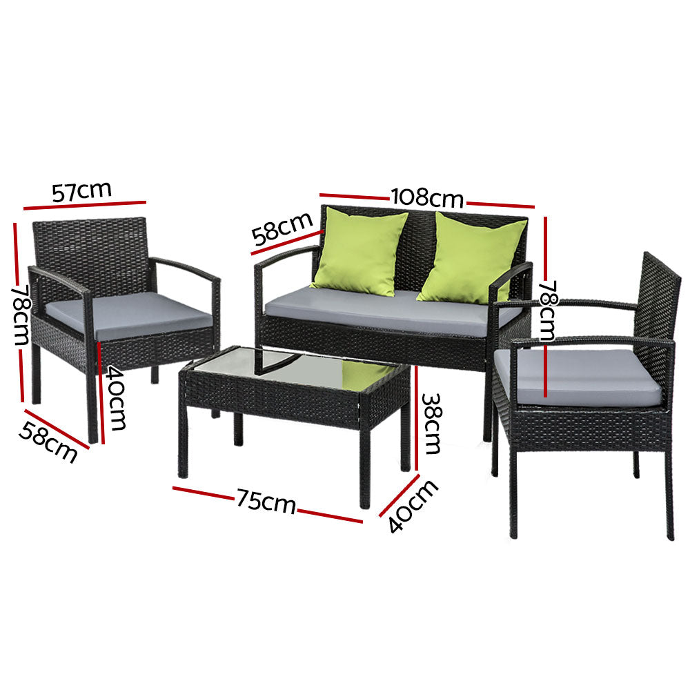 Marlook Outdoor Sofa Set Wicker Lounge Setting Table and Chairs Storage Cover
