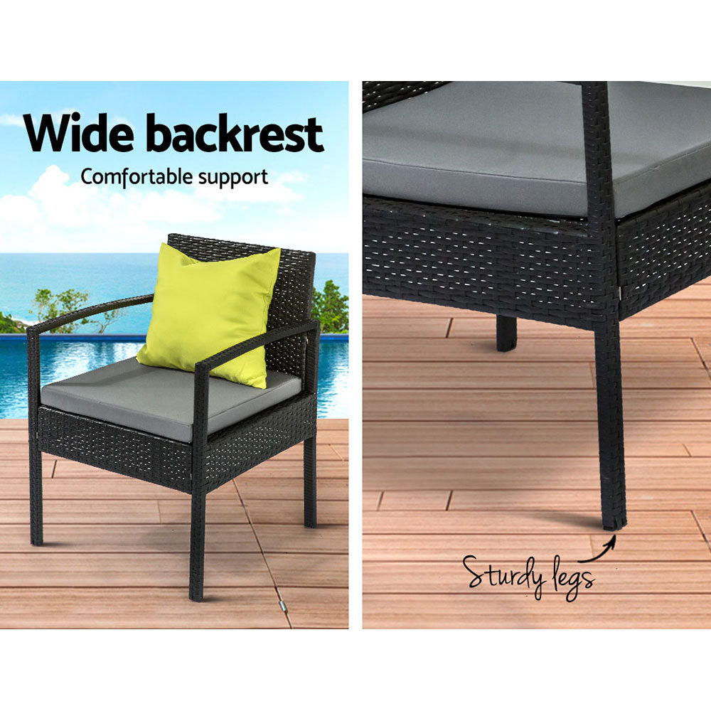 Marlook Outdoor Sofa Set Wicker Lounge Setting Table and Chairs Storage Cover