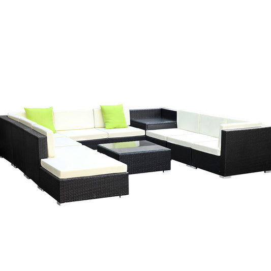 Marlook 11PC Outdoor Furniture Sofa Set Wicker Garden Patio Lounge