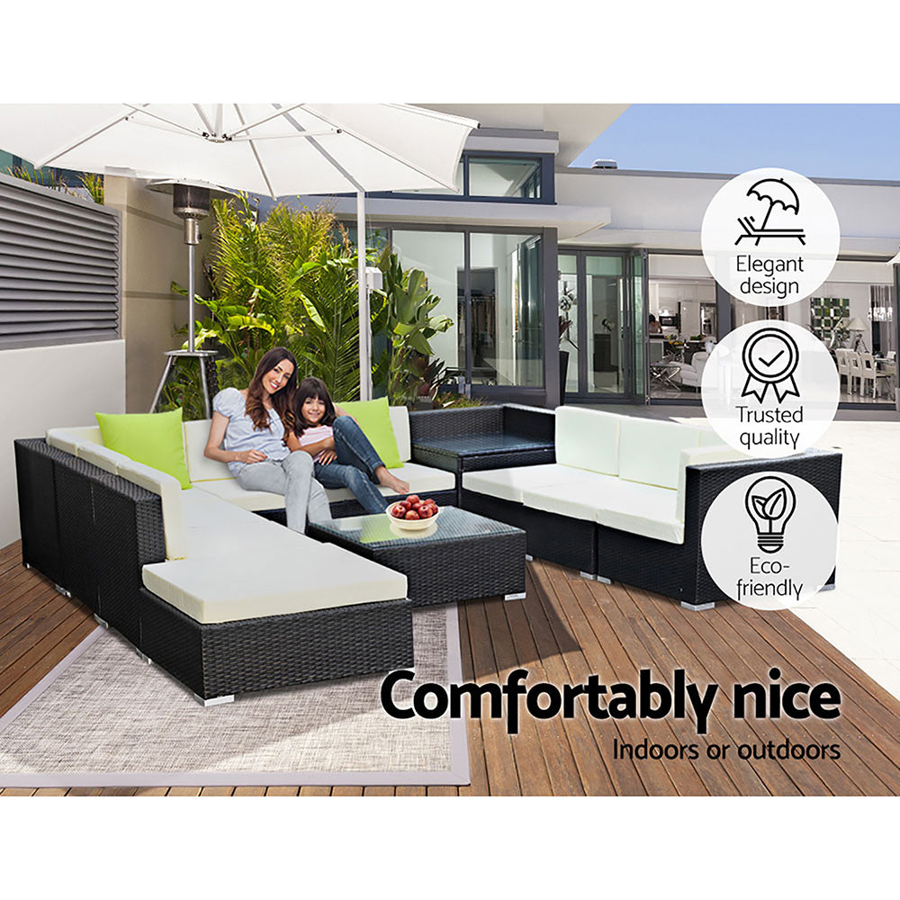 Marlook 11PC Outdoor Furniture Sofa Set Wicker Garden Patio Lounge