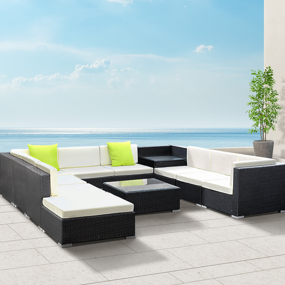 Marlook 11PC Outdoor Furniture Sofa Set Wicker Garden Patio Lounge