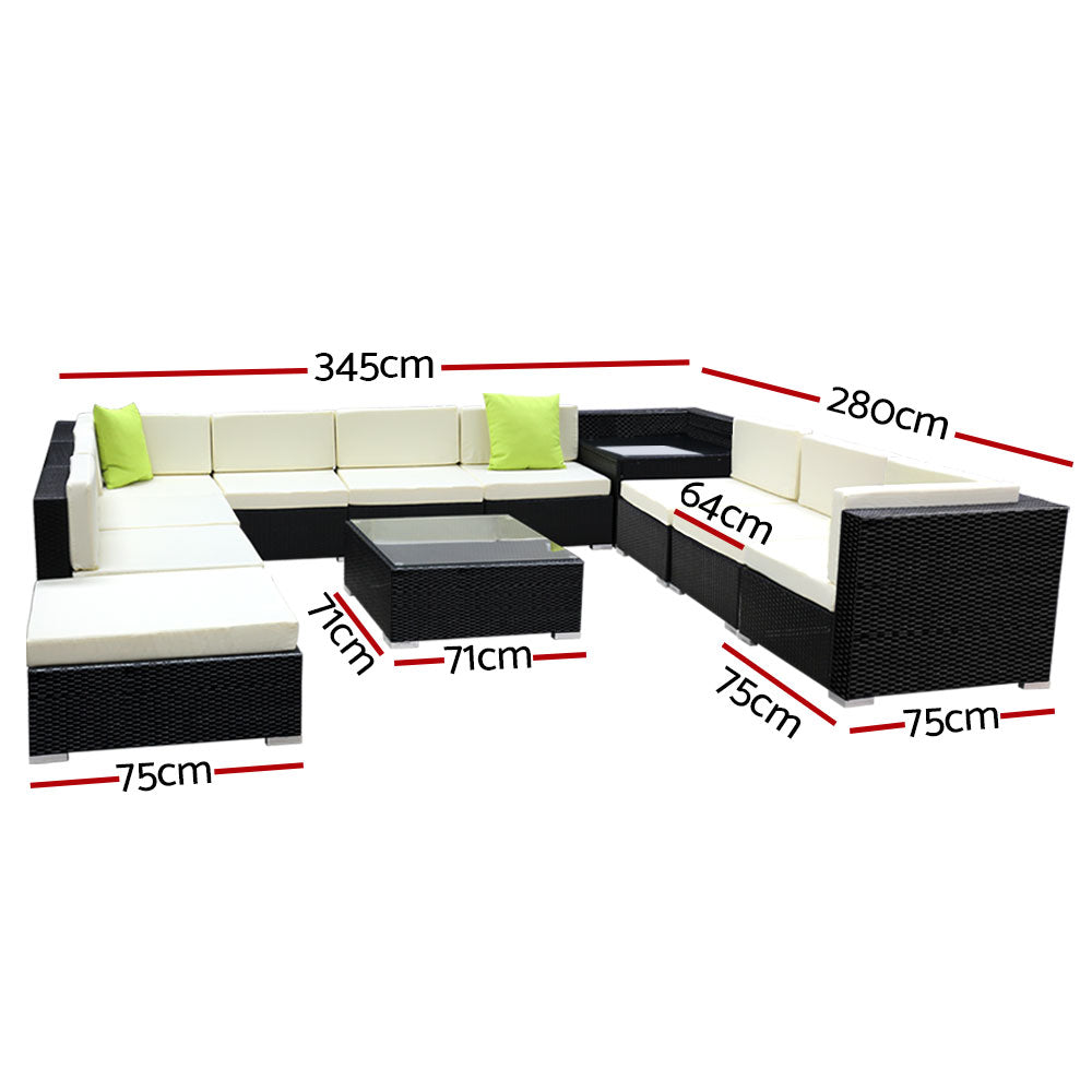 Marlook 12PC Sofa Set with Storage Cover Outdoor Furniture Wicker