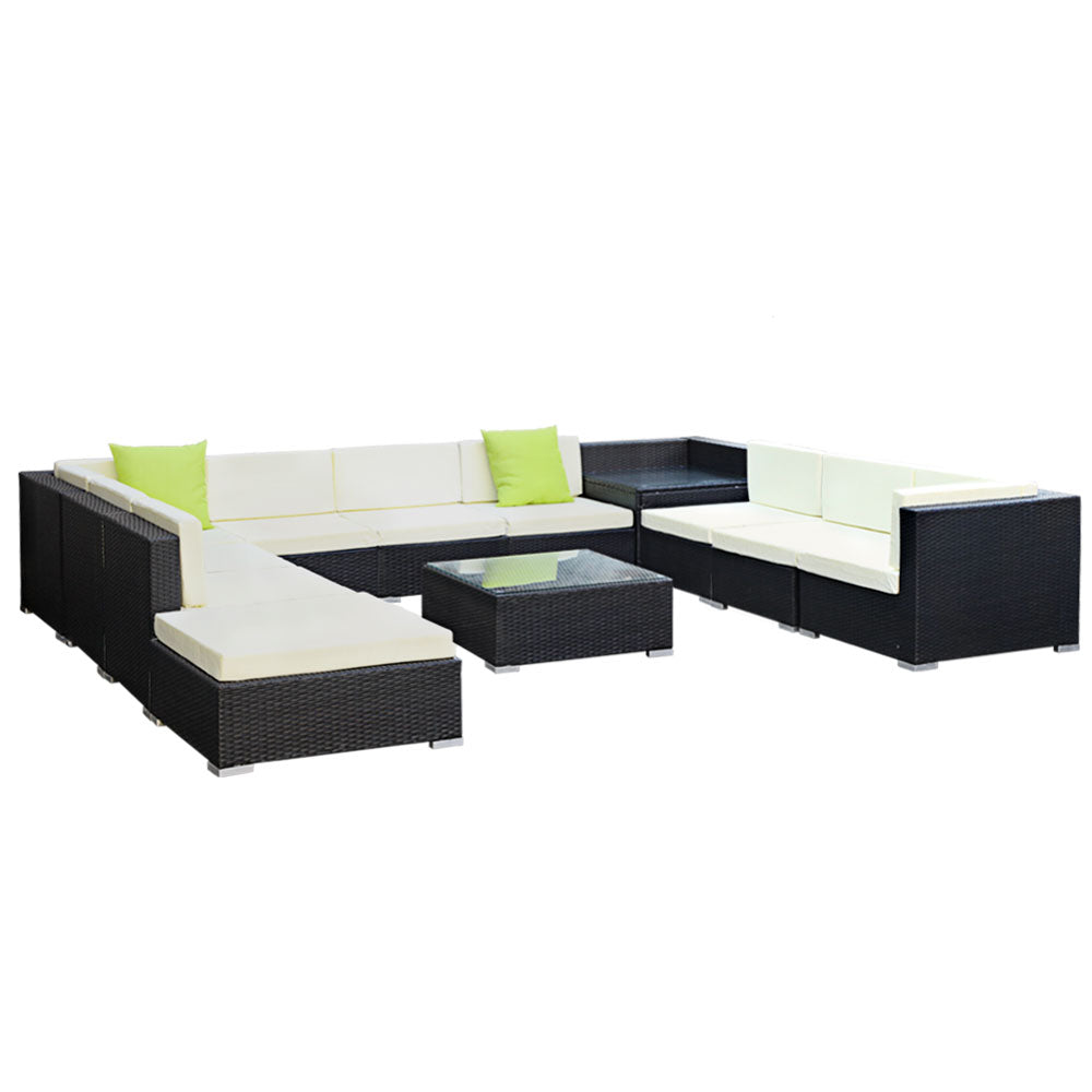 Marlook 12PC Sofa Set with Storage Cover Outdoor Furniture Wicker