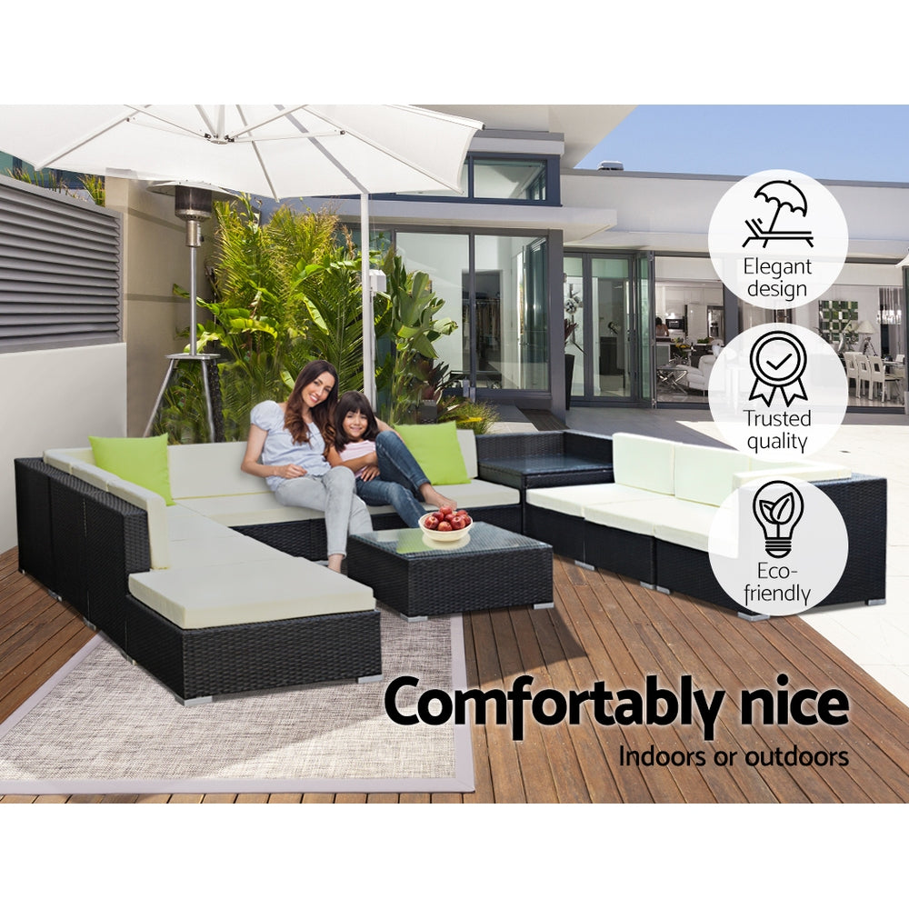 Marlook 12PC Outdoor Furniture Sofa Set Wicker Garden Patio Lounge