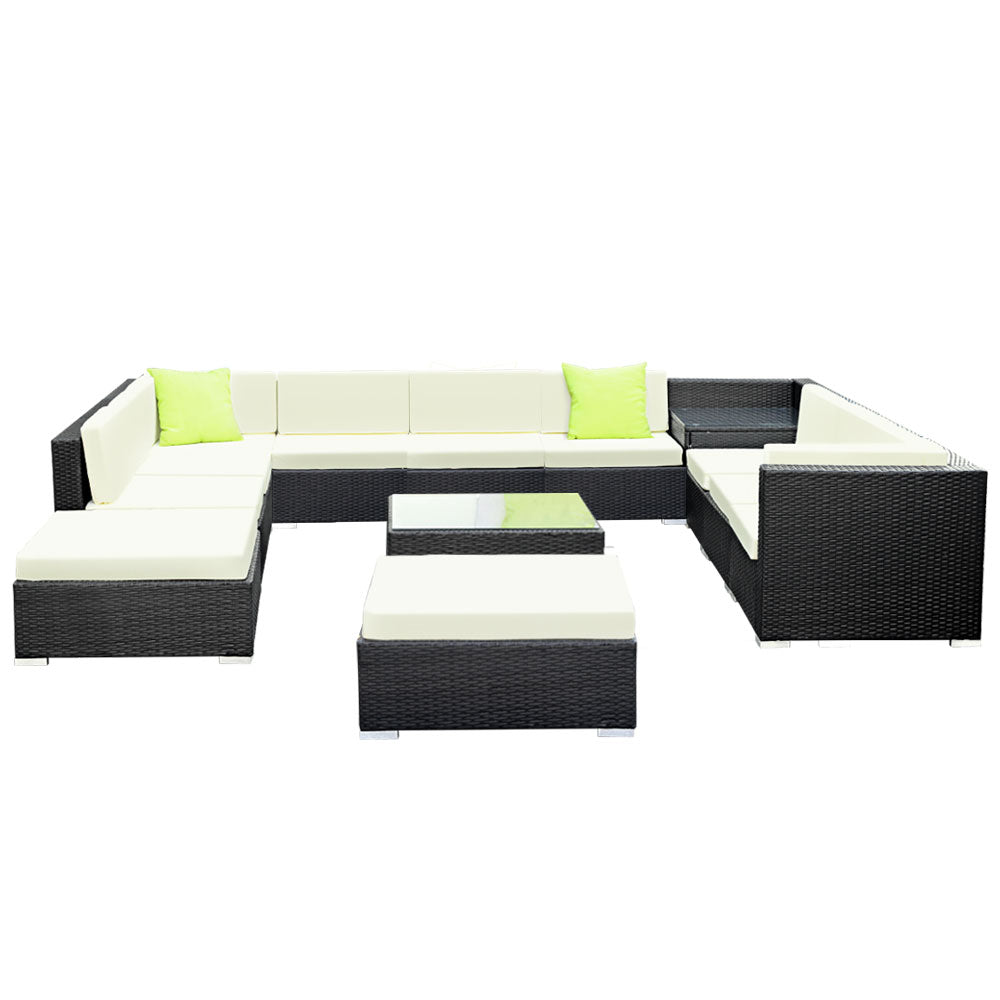Marlook 13-Piece Outdoor Sofa Set Wicker Couch Lounge Setting Cover