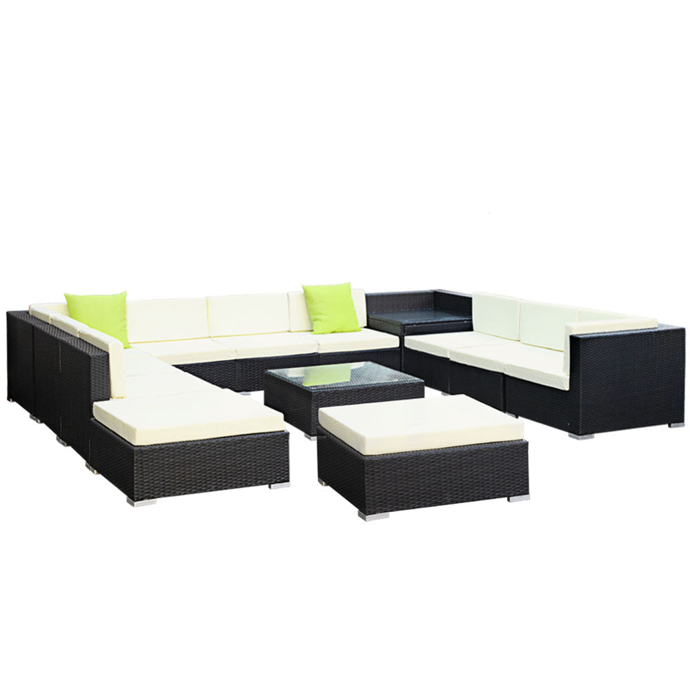 Marlook 13-Piece Outdoor Sofa Set Wicker Couch Lounge Setting Cover
