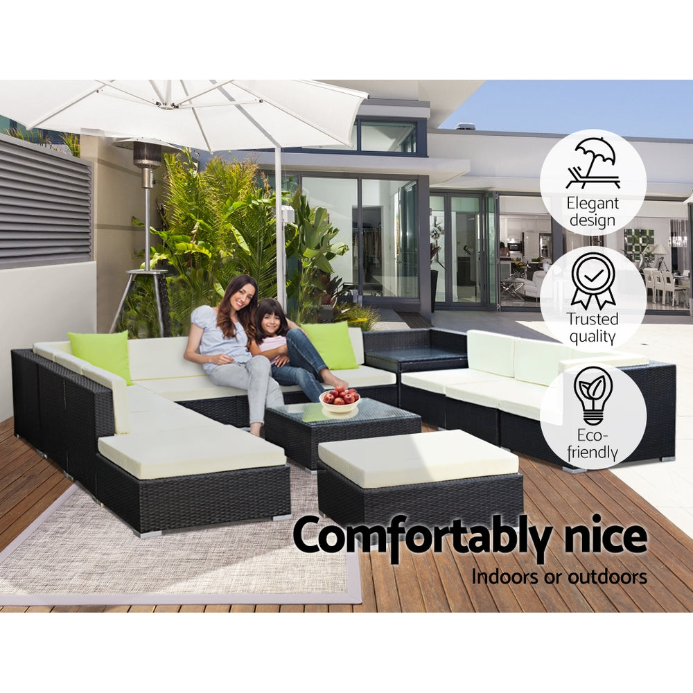 Marlook 13-Piece Outdoor Sofa Set Wicker Couch Lounge Setting Cover
