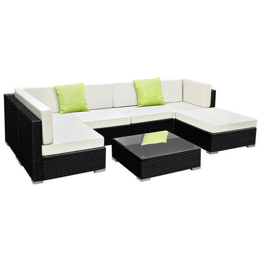 Marlook 7-Piece Outdoor Sofa Set Wicker Couch Lounge Setting Cover