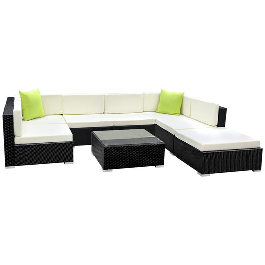 Marlook 8-Piece Outdoor Sofa Set Wicker Couch Lounge Setting Cover