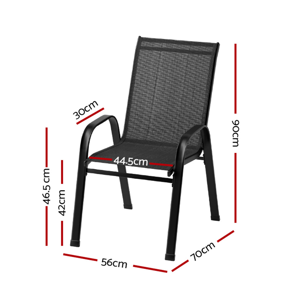 Marlook 2PC Outdoor Dining Chairs Stackable Lounge Chair Patio Furniture Black