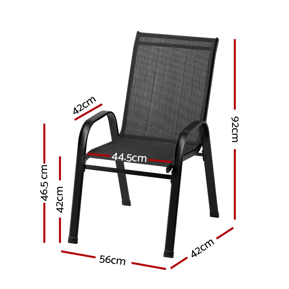 Marlook 4PC Outdoor Dining Chairs Stackable Lounge Chair Patio Furniture Black