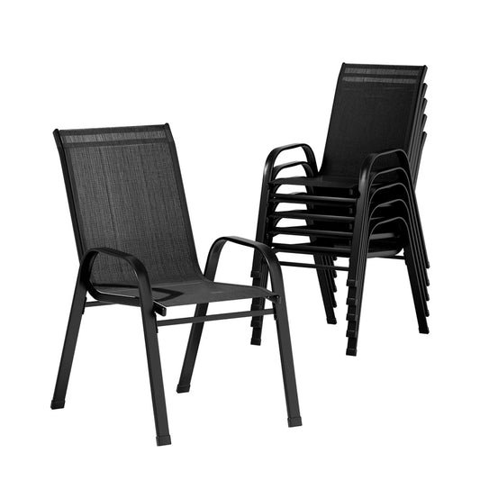 Marlook 6PC Outdoor Dining Chairs Stackable Lounge Chair Patio Furniture Black