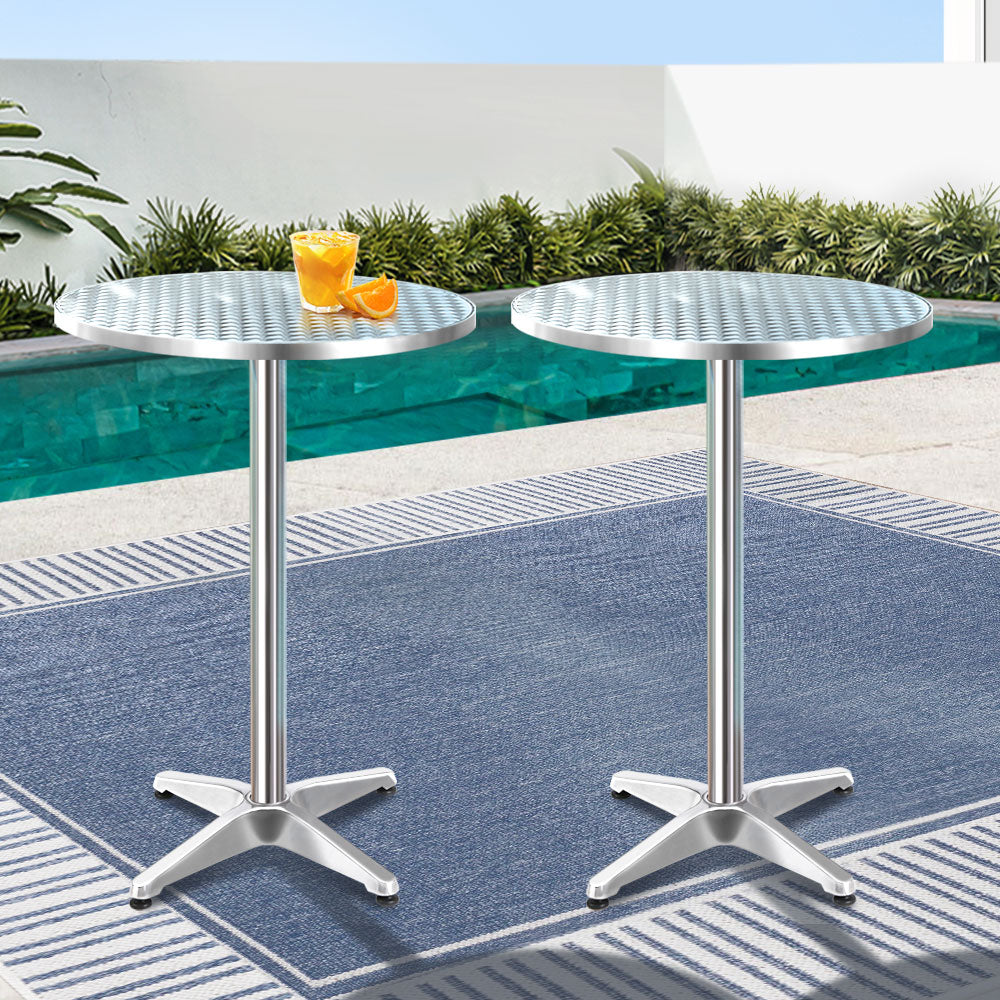 Marlook Set of 2 Outdoor Bar Table Aluminium Round 70/110CM