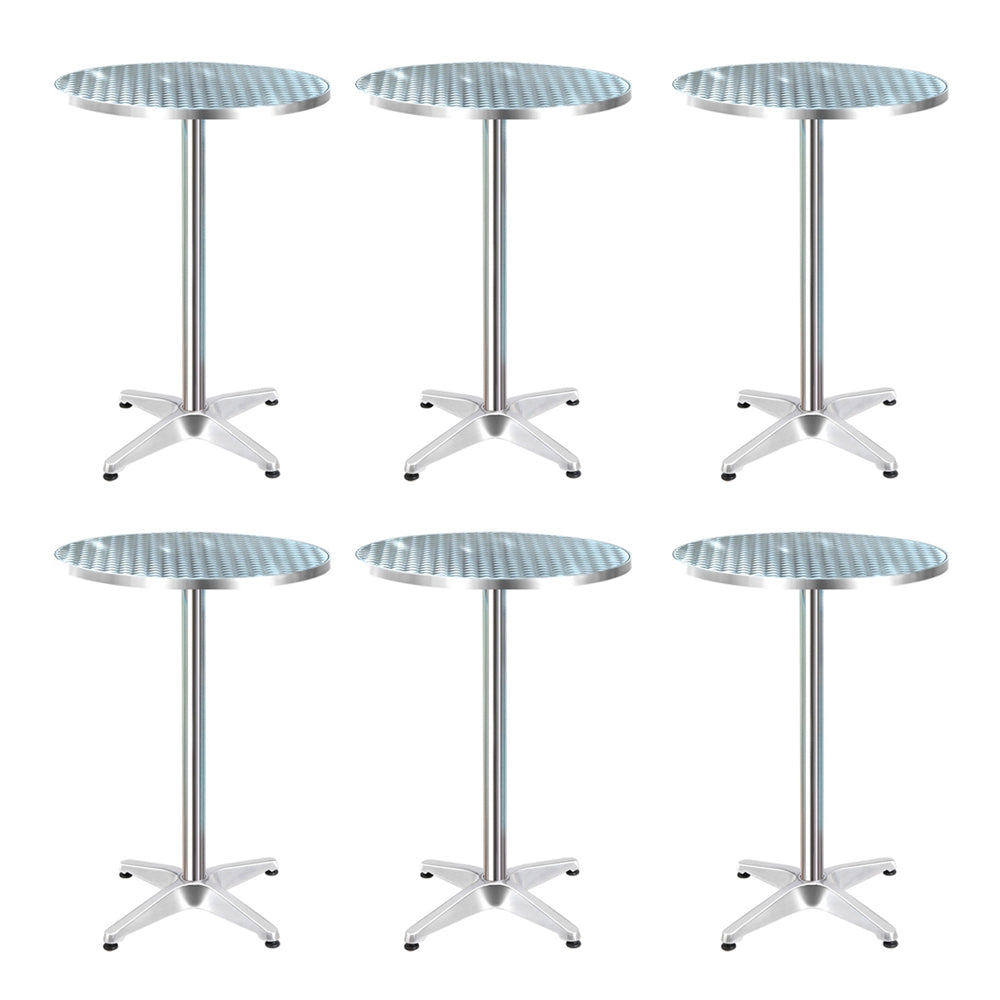 Marlook Set of 6 Outdoor Bar Table Aluminium Round 70/110CM