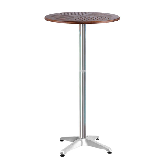 Marlook Outdoor Bar Table Wooden Cafe Table Aluminium Pole Round