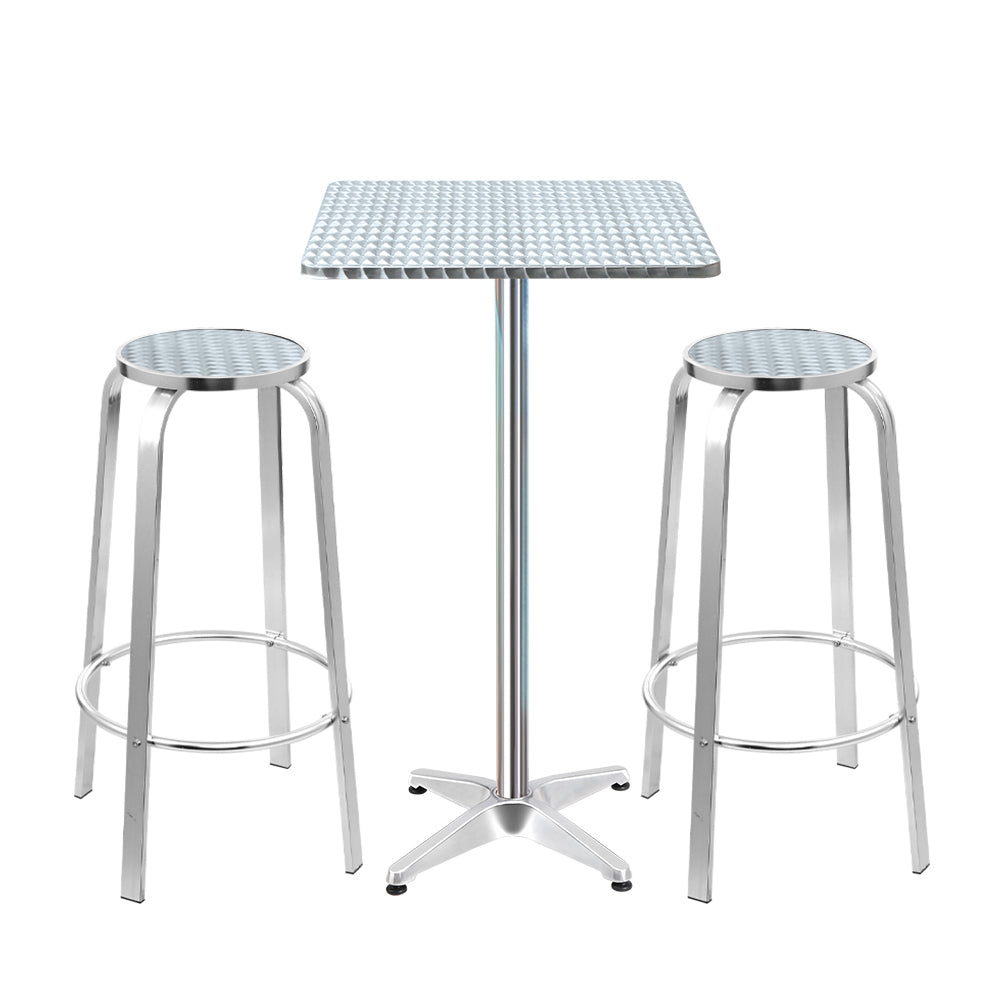 Marlook 3-Piece Outdoor Bar Set Bistro Table Stools Adjustable Square Cafe