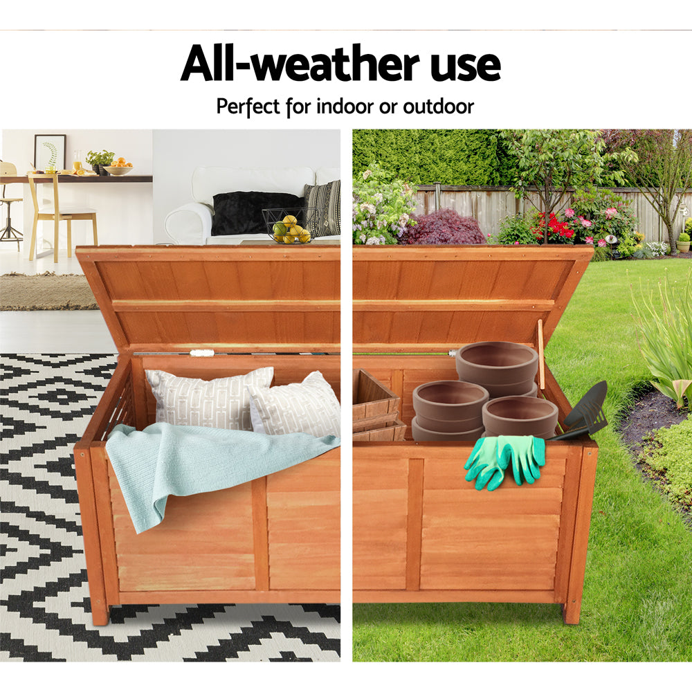 Marlook Outdoor Storage Bench Box 210L Wooden Patio Furniture Garden Chair Seat