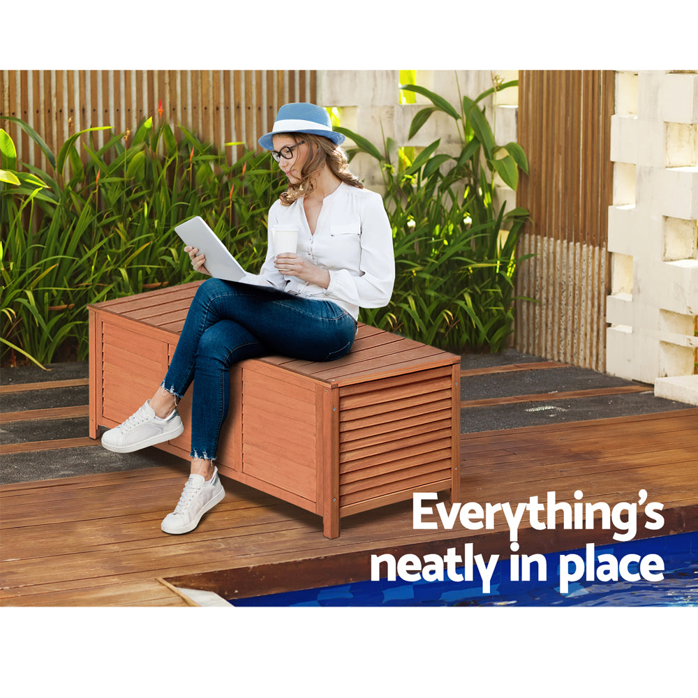 Marlook Outdoor Storage Bench Box 210L Wooden Patio Furniture Garden Chair Seat