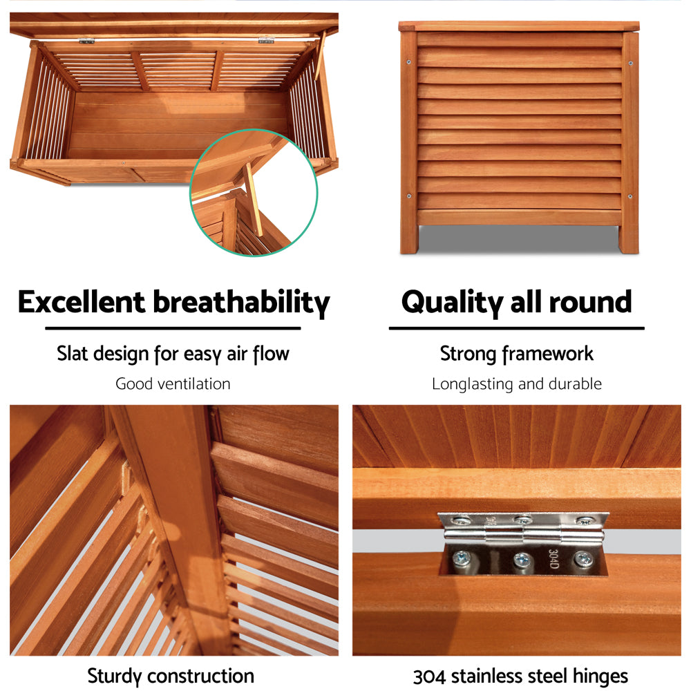 Marlook Outdoor Storage Bench Box 210L Wooden Patio Furniture Garden Chair Seat