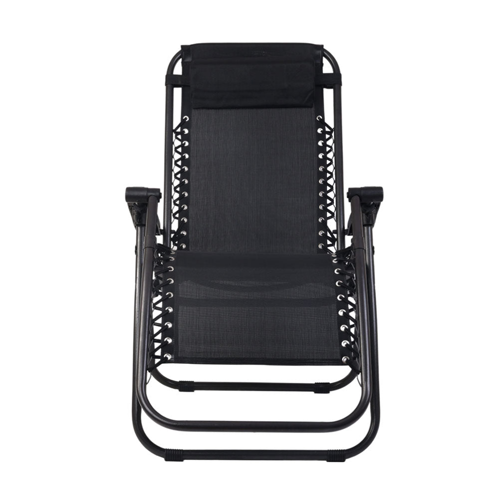 Marlook 2PC Zero Gravity Chair Folding Outdoor Recliner Adjustable Sun Lounge Camping Black
